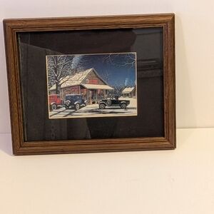 Framed Vintage COCA COLA Winter art Scene